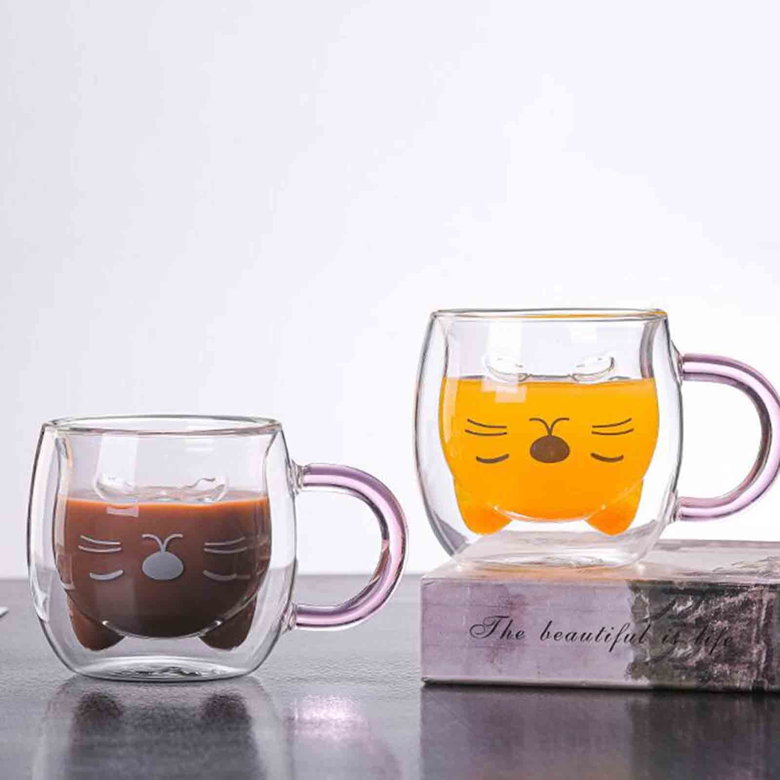 Tasses à Café En Verre à Double Paroi, Tasse En Forme De Griffe De Chat, Tasse