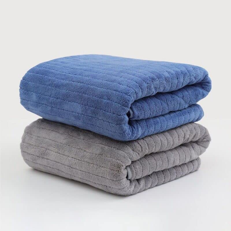 KKAERDIYA Microfiber Towel 90x160 cm 2 PCS Bath Towel Microfiber Soft, Durable and Light Weight (Grey x Blue)