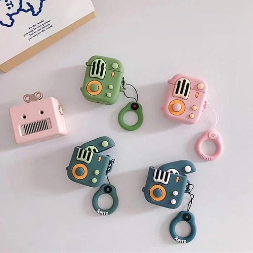 Miniatura 7 de Compatible con funda de radio retro AirPods 2 y 1, funda protectora de silicona retro para AirPod 1/2, funda para gramófono, divertida funda Kawaii