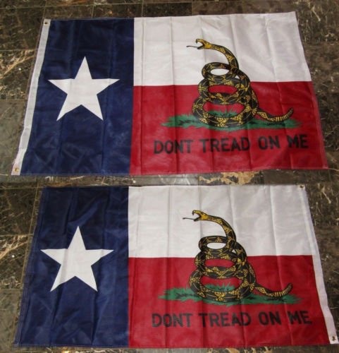 Moon Knives 3x5 State of Texas Gadsden 2 Faced 3-ply Wind Resistant Flag 3x5ft - Party Decorations Supplies For Parades - Prime Outside, Garden, Men Cave Decor Flag