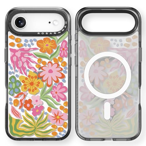 Coque iPhone 17 Air mignonne durable résistante aux chocs motif passiflore noir 6.5