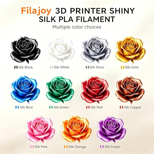 Image of Silk PLA 3D Printer Filament 1.75mm Filajoy3D 3D Printing Filament 1KG Dimensional Accuracy + /- 0.03mm for Most FDM 3D Printers Silver