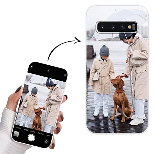 Yoedge Funda Personalizada para Samsung Galaxy S10 4G 6,1', Carcasa Personalizable con Foto Imagen o Texto Letras Gel por Encargo Personalizado Custom para Samsung S10 4G Case Blanco Cover