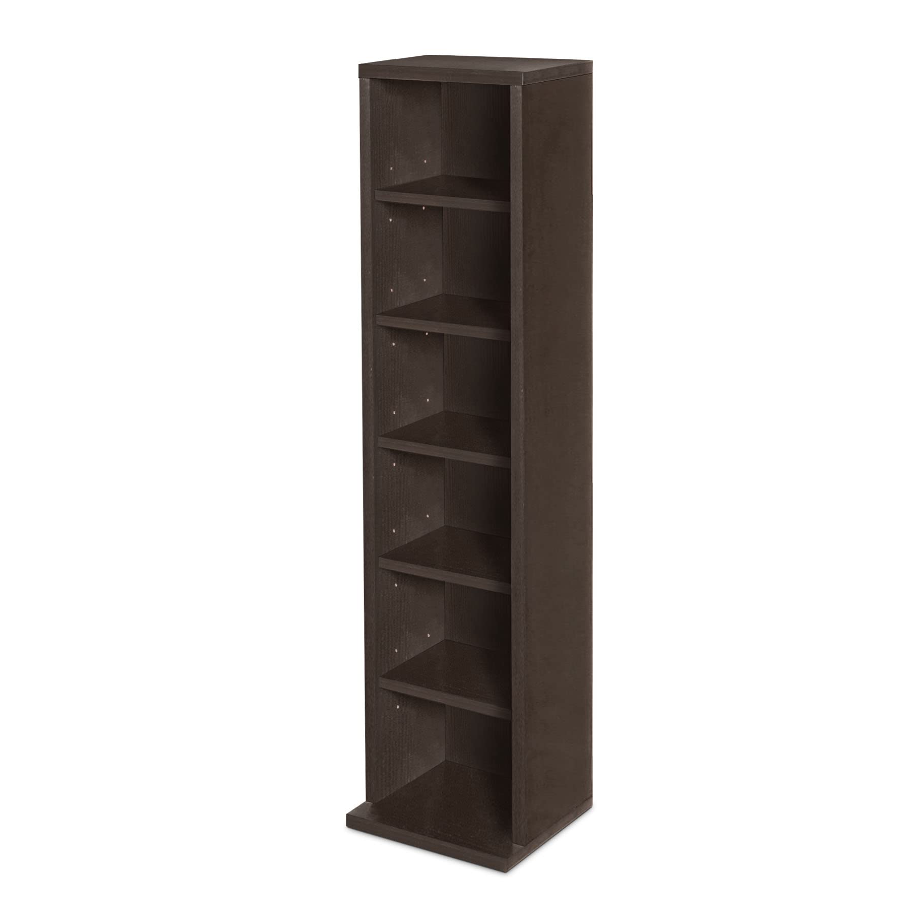 DVD Storage Tower Rack 102 CD unit shelf organiser archieve wood black White (Dark Brown)