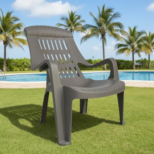 Image of SkyGlamour Supreme Comfy Comfort Relax Plastic Chair for Relax Old Age People, Home | Garden | Living Room | Balcony | Indoor and Outdoor Use | Color: Champagne; Set of 1