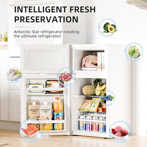 Antarctic Star Mini Fridge with Freezer, Double Door Compact Refrigerator, Adjustable Thermostat, Small Fridge for Bedroom Office Dorm Apartment, 2.45 Cu.Ft, White by Antarctic Star - Image 2