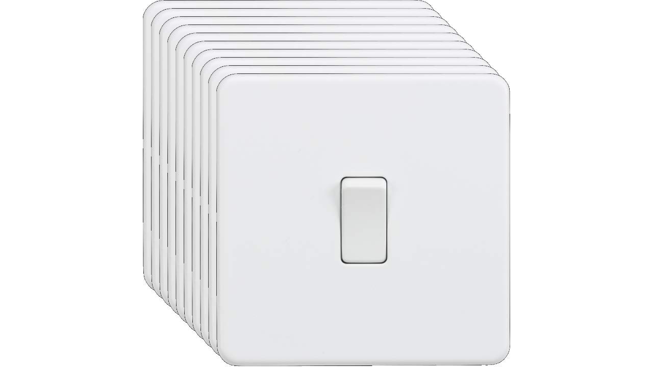 Knightsbridge Matt White Screwless 10Ax 1G 2-Way Switch