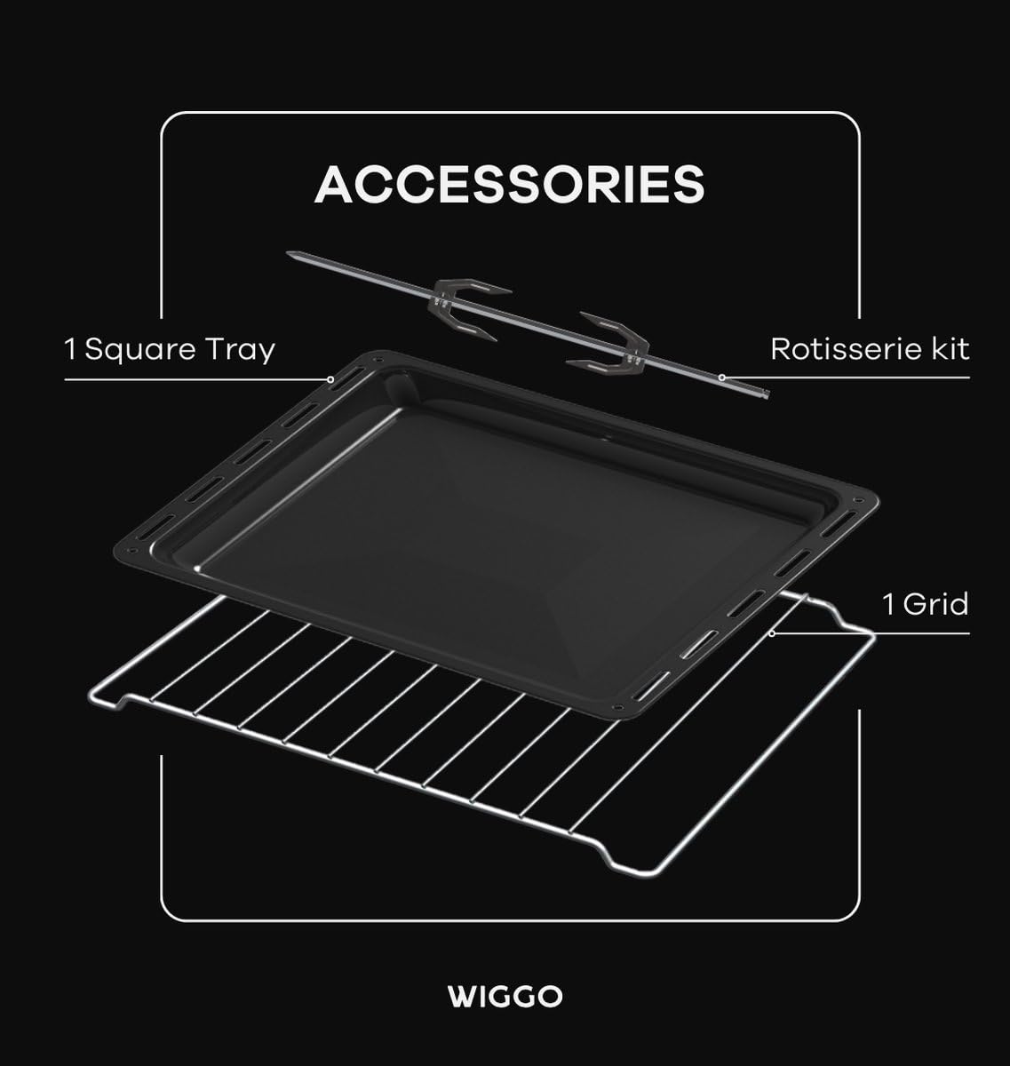 Wiggo Minihorno con placa de cocción 2000 W 45 litros 6 en 1 funciones gris