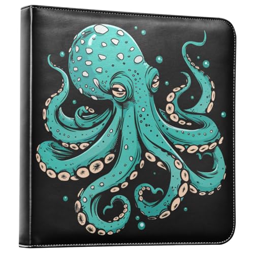 JIPONI Green Octopus Tentacle Large Photo Album, DIY Leather Cover Scrapbook Albums for 4x6 5x7 6x8 Pictures, Self Adhesive Memory Book for Wedding, Baby, Family