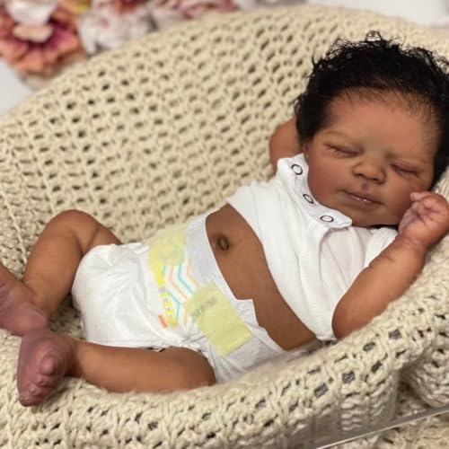 Muñeco Reborn Bebé Negro Silicona 19 Pulgadas Realista miniatura 5