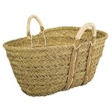 Cesto de Esparto Natural, Leñero Decorativo para Chimenea Capazo Cesto para Leña (60 * 50 * 35)