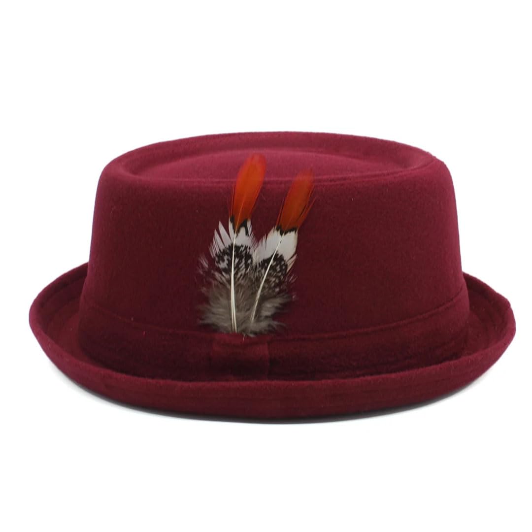 Cappello classico da uomo e da donna, in misto lana e piuma, stile street style