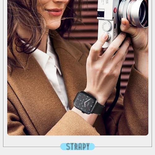 Image of 22mm Soft Genuine Leather Hybrid Watch strap Compatible with Amazfit GTR 2, GTR 47mm Smartwatch, Replacement band Magnet Buckle With Folding Straps for men women