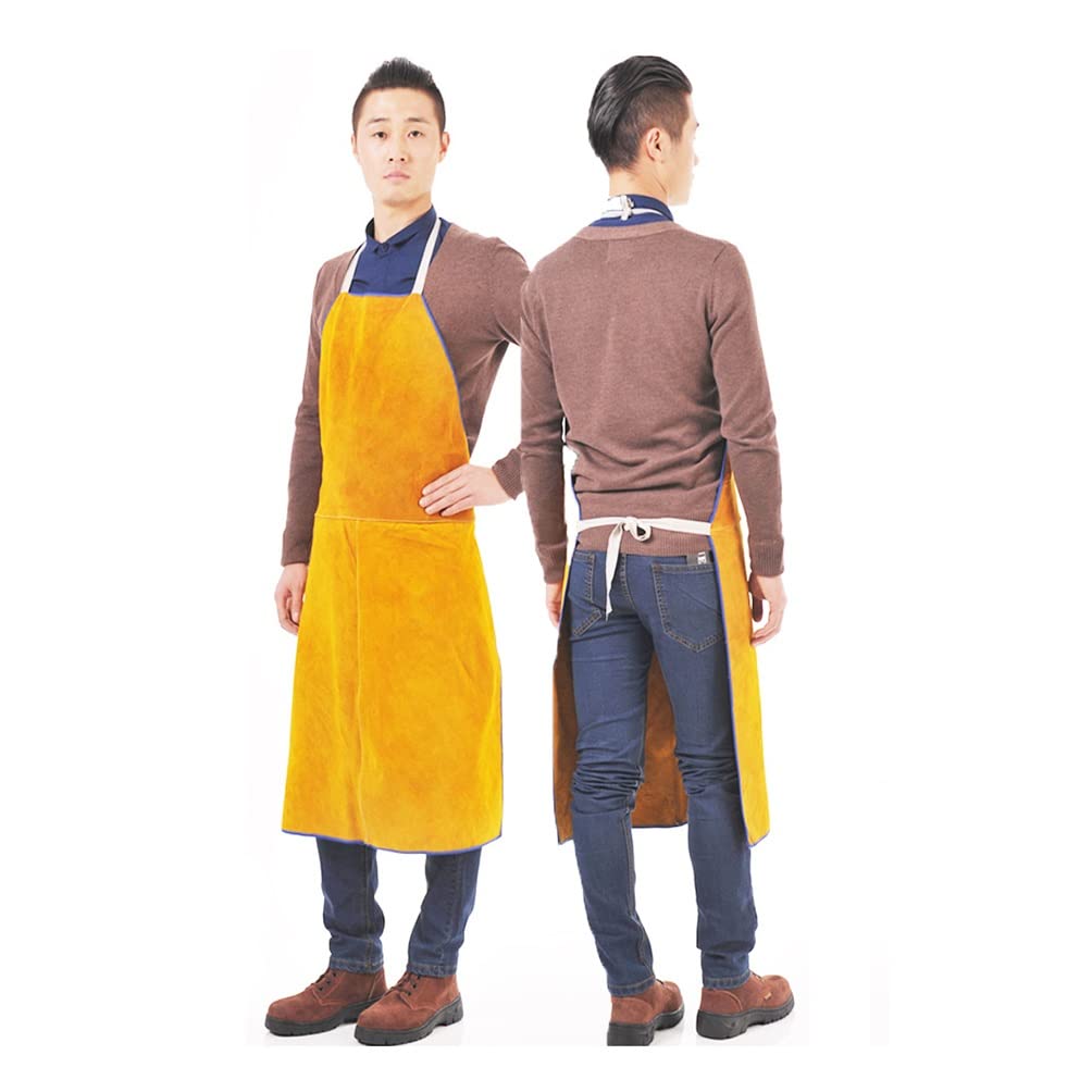 Tablier Soudeur en Cuir Tablier De Soudage en Cuir, Tablier De Travail Résistant À La Chaleur Et Ignifuge, Vest D'atelier De Menuiserie (Color : Yellow, Size : 60X90cm/23.6X35.4in)