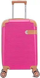 Mala de Bordo Rígida - Textura Canelada Distinta, Rodas Duplas Silenciosas 360°, Cadeado com Combinação Numérica | Leveza e Segurança Aprimoradas para Viagens (Magenta, Pequeno)