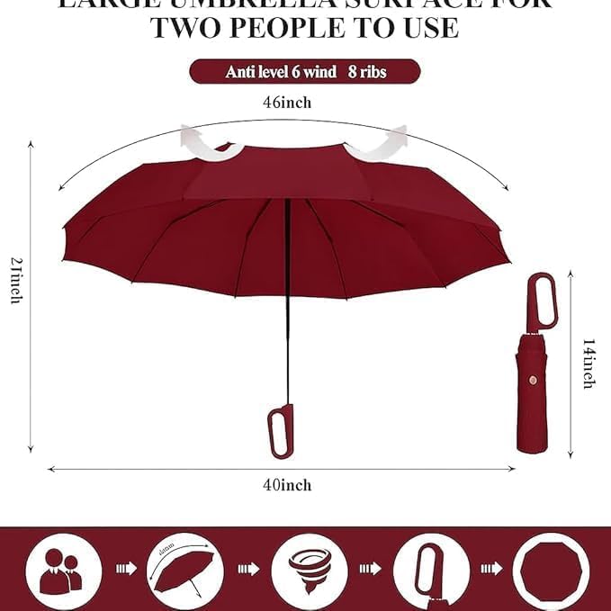 Image of ๐๐จ๐ฅ๐๐ง๐ข UV Reversible Umbrella with Novelty Carabiner Handle, Travel-Friendly Umbrellas for Sun & Rain Protection, Windproof Compact, Automatic Open /Close, 8 Dual Ribs, Portable Umbrella for Men and Women
