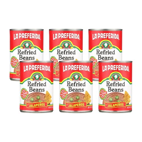 Image of La Preferida Refried Beans with Jalapenos, Mexican Style Side Dish, Ready to Eat Pinto Beans, Spicy Refried Beans, Traditional Recipe, Jalapenos, 16 Ounce (Pack of 6)