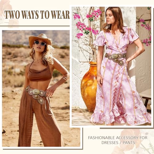 PU Leather Disc Belt, Vintage Waist Belt,Western Style Womens Belts, Brown Belt Women, Fashion Belts for Women 5