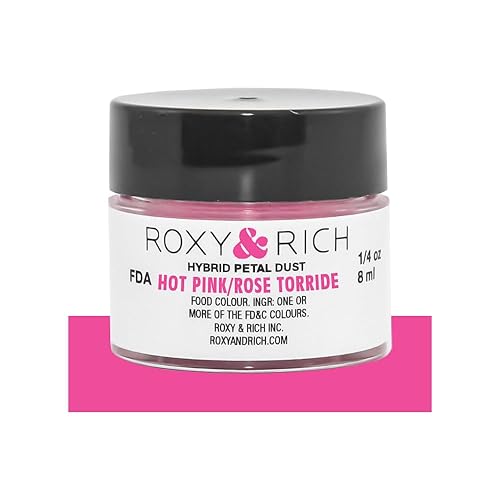 Roxy & Rich - Polvo híbrido de pétalos en polvo, color alimentario, volumen de 0.3 fl oz, rosa intenso