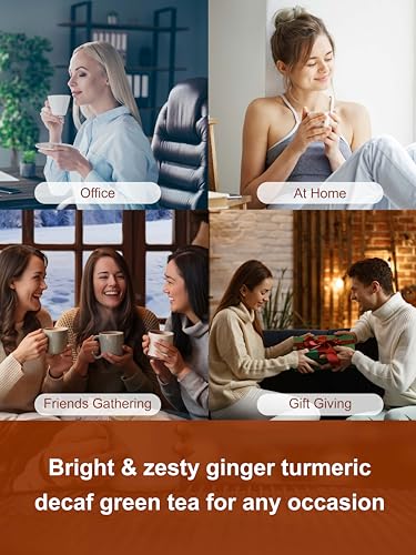 Image of TeeLux Ginger Turmeric Decaf Green Tea, Smooth Taste, Honey Aroma, 100 ct