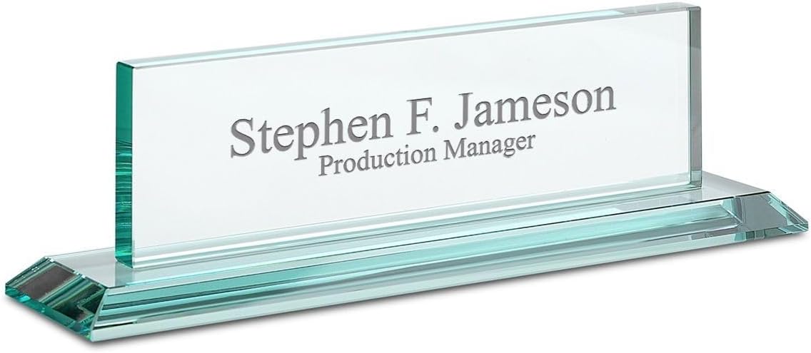 Executive Gift Shoppe | Distinguished Collection Personalized Crystal Desktop Name Plate with Custom Engraving