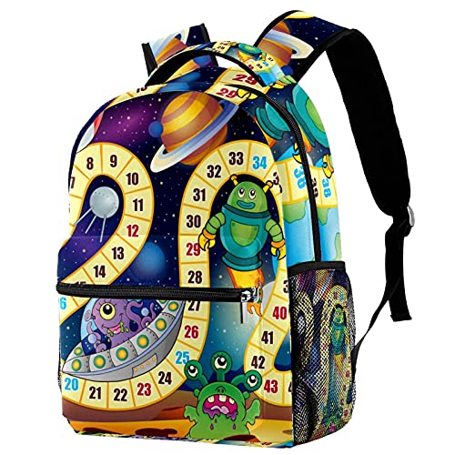 Sac à dos de voyage enfant avec motifs espace et monstre rigolo