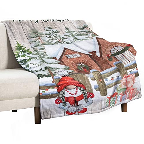 Couverture flanelle gnome de Noël plaid polaire lit canapé jeté de canapé doux - 2