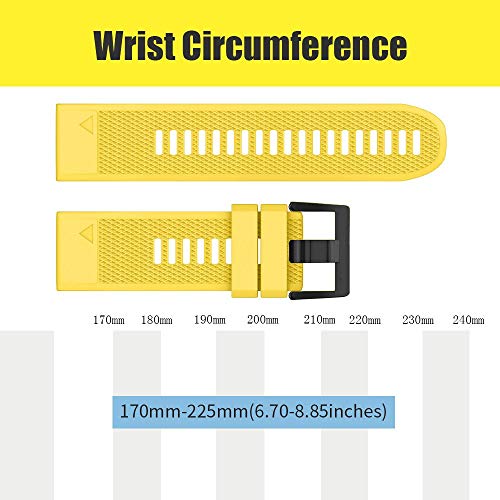 Notocity Compatible Fenix 5X Band 26Mm Width Soft Silicone Watch Strap For Fenix 5X Plus/Fenix 6X/Fenix 6X Pro/Fenix 7X/Fenix 3/Fenix 3 Hr/Tactix/Descent Mk1/D2 Delta Px/D2 Charlie-Yellow #TOP7