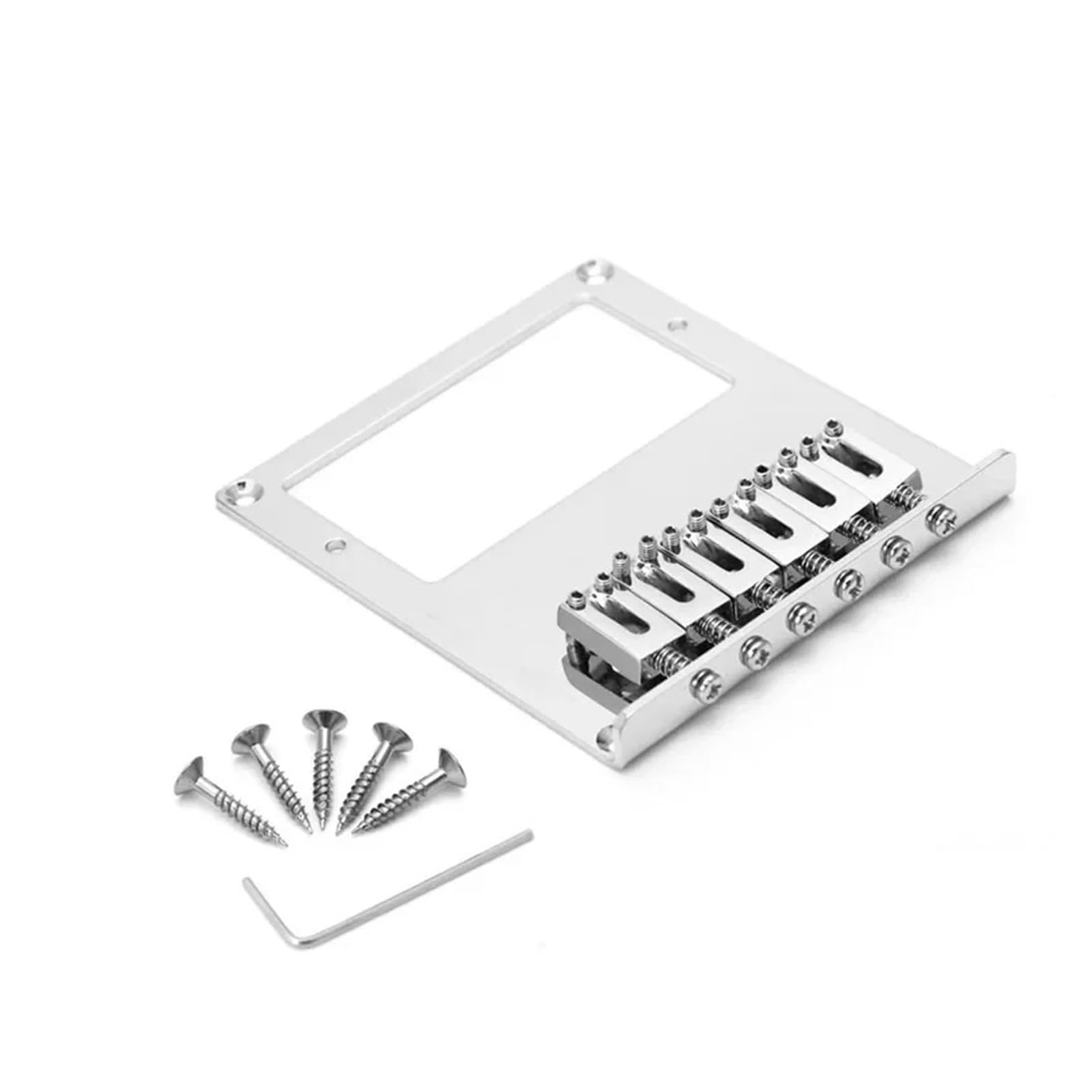 E-Gitarrenbrücke im TL-Stil, 6-saitiger quadratischer Sattel for Gitarre, doppeltes Tonabnehmerloch, passende Schraube + Schraubenschlüssel(Silver)
