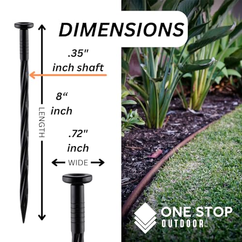 40-Pack 8-Inch Plastic Landscape Garden Edging Anchoring Stakes, Spiral Landscape Anchoring Spikes for Paver Edging, Weed Barrier, Artificial Turf Nails & More (Fits Most No Dig Edging) - Thumbnail 2