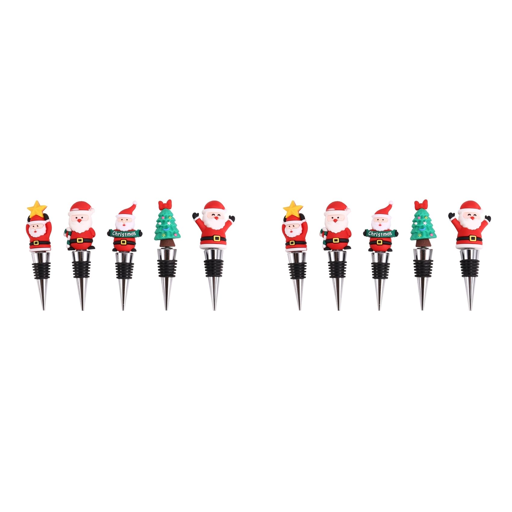 Aundhegrtt 10 PCS Wine Bottle Stopper,Wine Stopper,Christmas Decorative Wine Saver, Reusable Wine Corks Beverage Bottle Stoppers