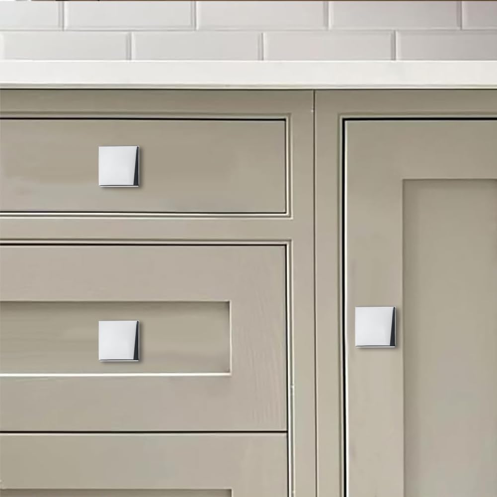 KHTUMEWARE-295+323 Square Knob, Polished Nickel, 1-1/2 in (38 mm), 2-Pack in Polished Nickel — KHTUMEWARE