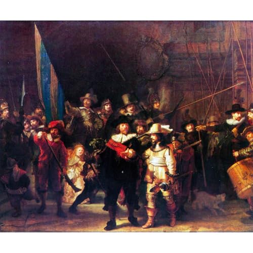 Impression sur toile Montre de nuit Rembrandt tableau grand format 101x127