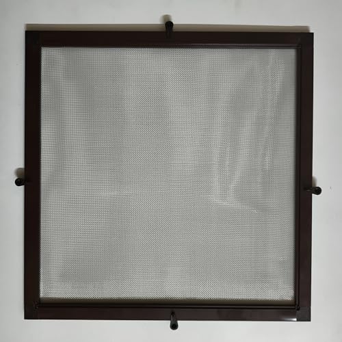 Image of Wall Exhaust Fan Cover|Aluminium Frame and SS mesh(Grade 304,Mosquito Net with Stopper and Screws|to Prevent from Mosquito's,Cocroach,Insects(Size -16 * 16 Inch) (Colour-Coffee Brown)