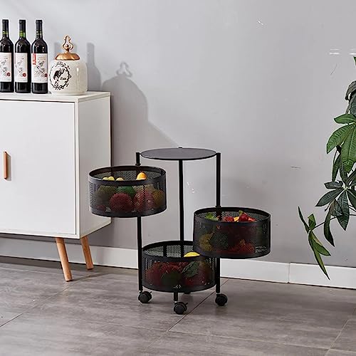 Image of Storage Trolley, Multifunctional Storage Rack, Large Capacity Movable Saving Space for Kitchen Living Room Bar Bathroom 3 Small Baskets, Utility Organizer Cart