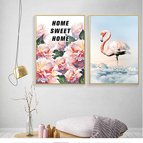Affiche flamant rose et plantes pour créer une ambiance jungle chic dans votre salon