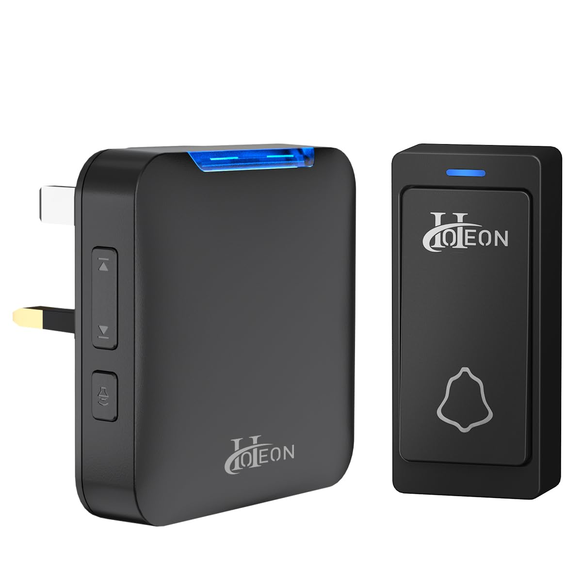 Hoteon Wireless Doorbell for Home - 5 Adjustable Volume with 32 Chimes & LED Flash, 1000Ft Range, Easy Installation (1 Receiver + 1 Push Button, UK Plug)