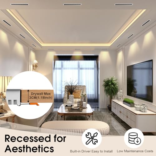 Image of 10W Linear LED Recessed Lighting, 3000K Warm White 750LM Spotlight Indoor, Downlight with Non-Dimmable Built-in Driver (Ra85 /30 /Inner Black with White Trim)