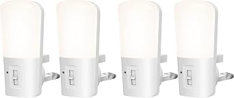 LOHAS-LED Plug in Night Lights, Brightness Adjustable, Light Sensor Children Room Light, Cool White 6000K, 1W, 5LM-80LM, Used in The Bedroom, Baby Room, Staircase, 4 Pack
