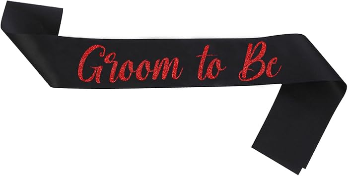 Groom to Be Sash Black, Red Glitter Bride Sash Bachelorette Party Groom Sash Bachelor Decorations Just Married Gift Engaged Decor Accessories,Black Red