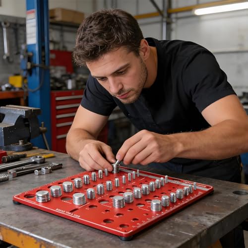 44-Löcher Gewindelehre, 4 in 1 Aluminiumlegierung Gewindeprüfer, Metrische & Imperiale Gewinde, für Muttern und Schrauben