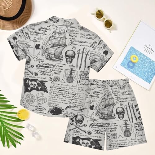 Image of visesunny Boys Hawaiian Shirt and Short Set Summer Outfit Kids 2 Piece Clothes Set 3-10Y