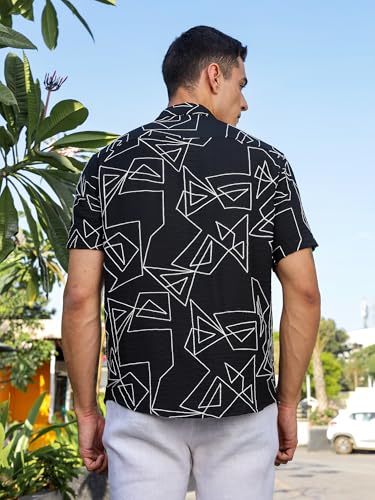 Image of Thomas Scott Mens | Half Sleeve | Embroidered Printed | Regular Fit | 100% Cotton | Casual Shirts