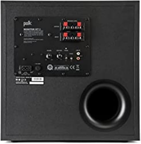 Miniatura 8 de Polk Monitor XT12 Powered Sub - Woofer equilibrado de 12 pulgadas y amplificador de clase AB de 100 W, gabinete MDF de baja resonancia y rejilla