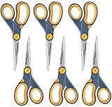 Westcott 8' Non-Stick Titanium-Bonded Scissors for Office & Home, Gray/Yellow, 6 Pack (17597)