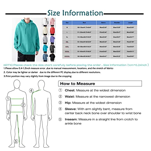 Ymosrh Lightweight Hoodies For Men, Fashion Hoodies Men Big And Tall Mens Sweatshirts Crewneck Hoodie Black White Men's Autumn Winter Solid Color Long Sleeve Sports Casual Sweater Top (5Xl, Cyan) #TOP5