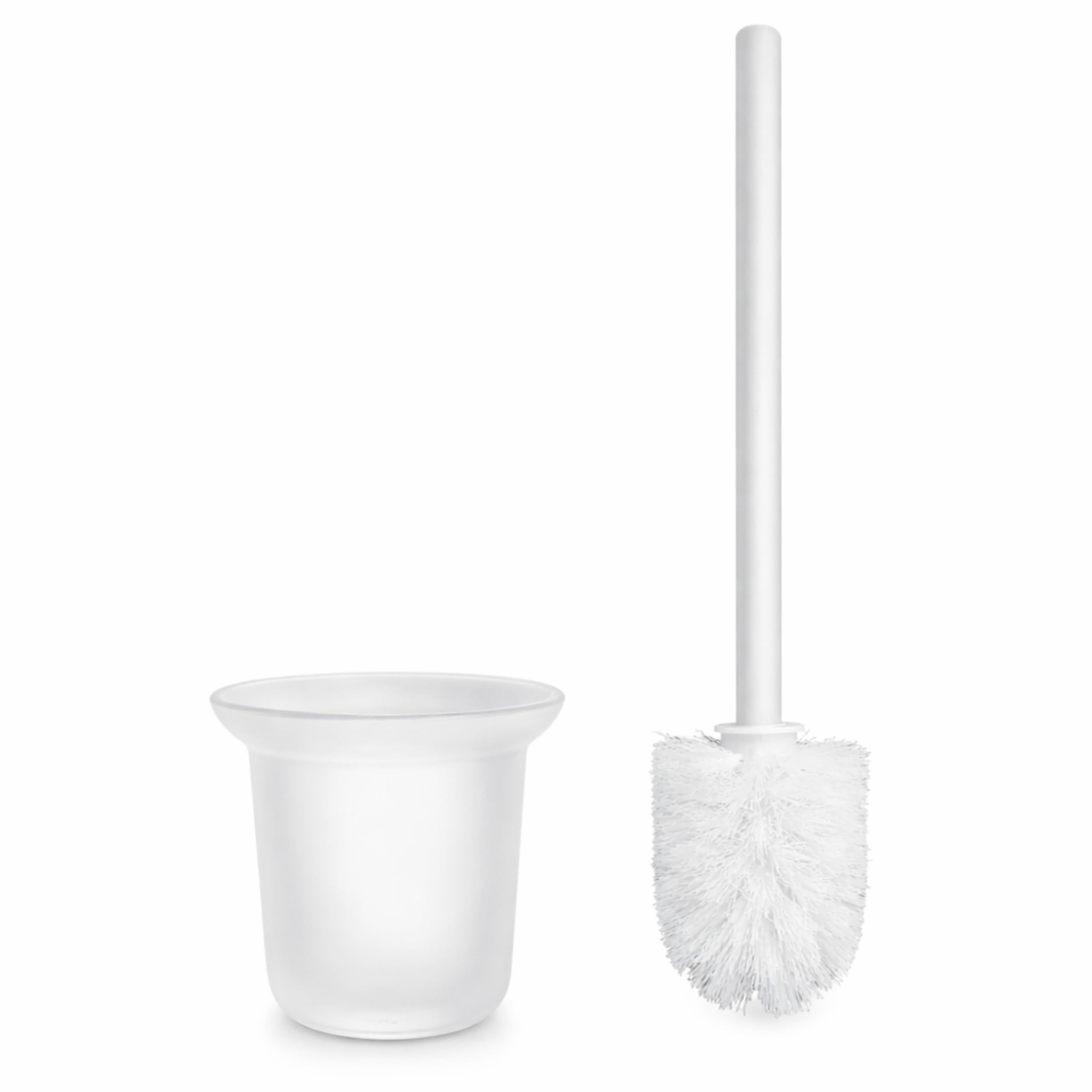 Soporte para Cepillo de Inodoro de Vidrio para Montaje en Pared L - Vidrio Blanco - Derecha Juego de Inodoro Moderno de Pared para baño Contenedor higiénico para Cepillo