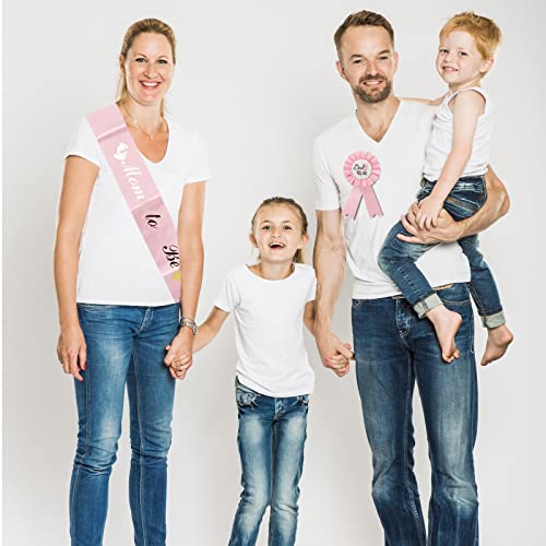 2 Packs Baby Shower Decorations Pink Mommy to be Sash and Daddy to Be Tinplate Badge Baby Welcome Party Gifts - Image 3