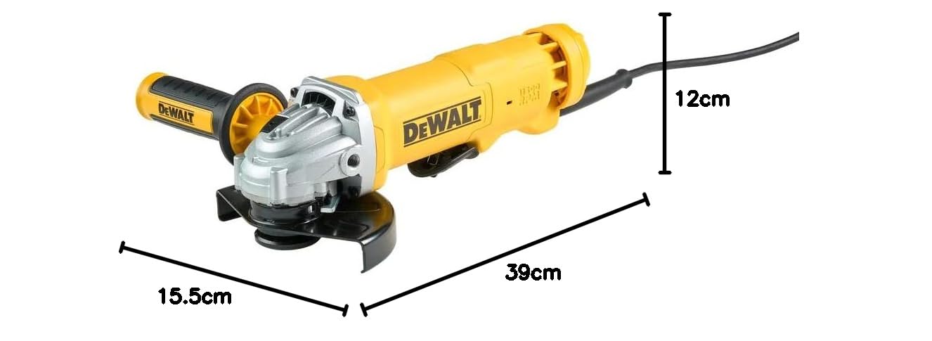 DEWALT - Meuleuse Ø 125 mm -1400W - interrupteur palette filaire - vitesse à vide 11500 tr/min - coffret - carter de protection sans outil - poignée latérale anti- vibrations et multi- positions -flasque intérieur/extérieur clé de service - DWE4233- QS