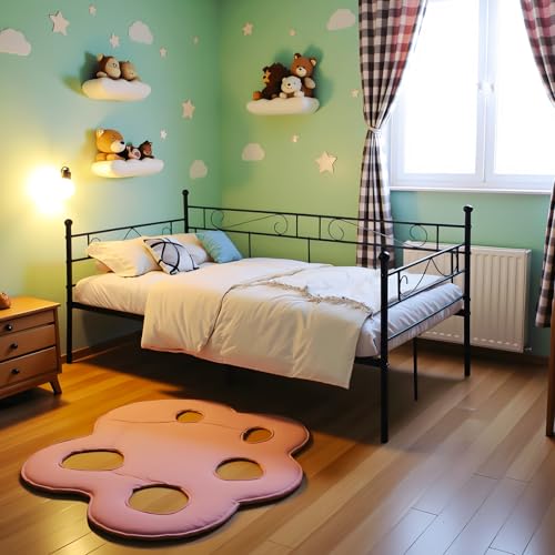 Tagesbett Bettsofa Schlafsofa Einzelbett Metallbett Jugendbett Gästebett Bett Sofas Couches 90x190 Schwarz – Bild 6